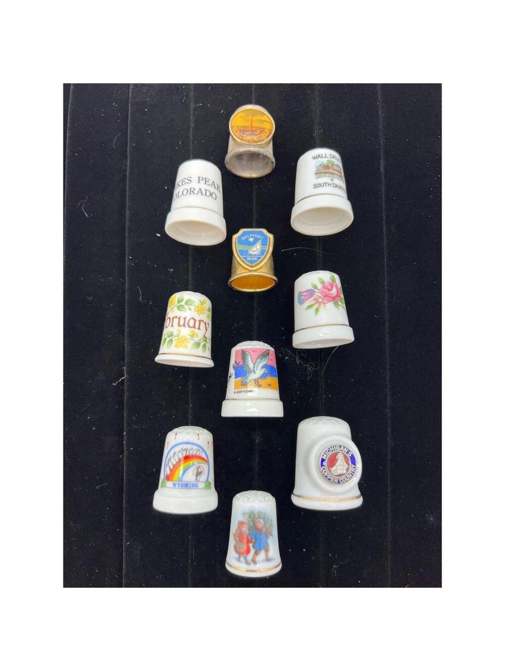 Cloisonn� Enamel Souvenir Thimble Set of 10 Colorful Collectibles Vintage